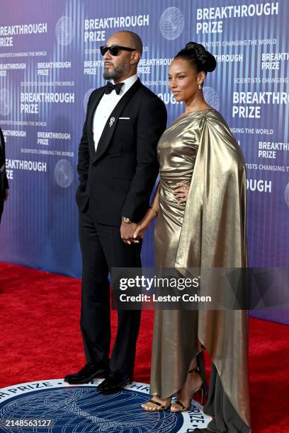 Swizz Beatz and Alicia Keys attend the 10th Breakthrough Prize Ceremony at the Academy of Motion Picture Arts and Sciences on April 13, 2024 in Los...