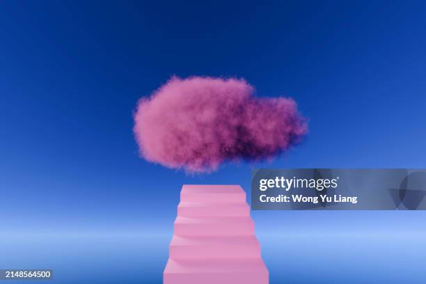 pink ladder towards pink clouds ,stairway to heaven concept - stairway to heaven stock pictures, royalty-free photos & images