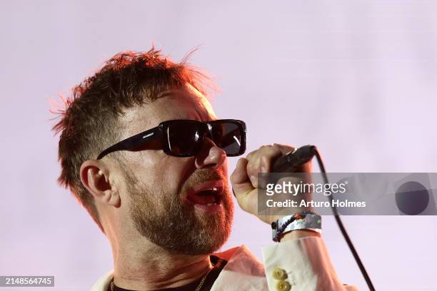 Damon Albarn of Blur performs at the Coachella Stage during the 2024 Coachella Valley Music and Arts Festival at Empire Polo Club on April 13, 2024...