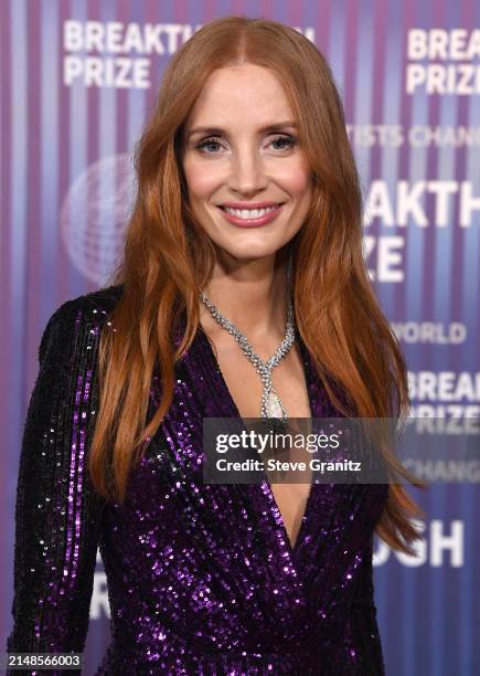 Jessica Chastainarrives at the 10th Annual Breakthrough Prize Ceremony at Academy Museum of Motion Pictures on April 13, 2024 in Los Angeles,...