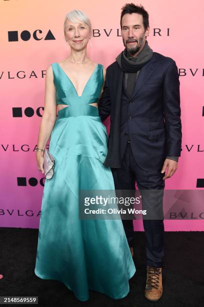 Alexandra Grant and Keanu Reeves attend The MOCA Gala 2024 at The Geffen Contemporary at MOCA on April 13, 2024 in Los Angeles, California.