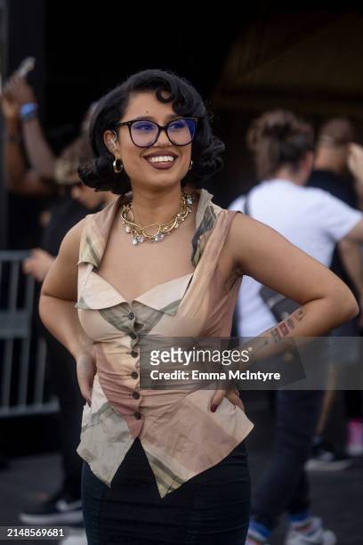 Raye is seen backstage at the 2024 Coachella Valley Music and Arts Festival at Empire Polo Club on April 13, 2024 in Indio, California.