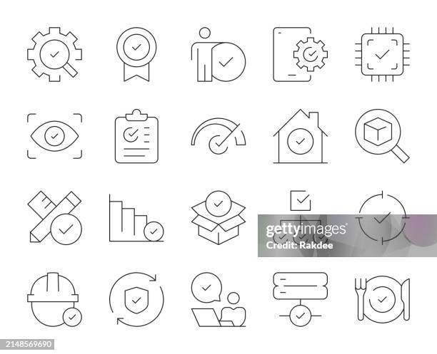 inspection - thin line icons - real estate developer stock illustrations