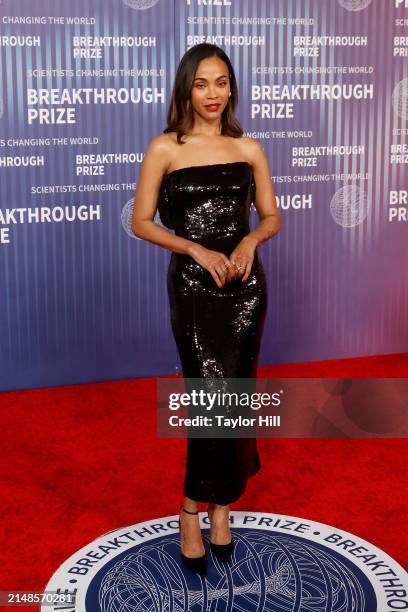 Zoe Saldana attends the 2024 Breakthrough Prize Ceremony at Academy Museum of Motion Pictures on April 13, 2024 in Los Angeles, California.