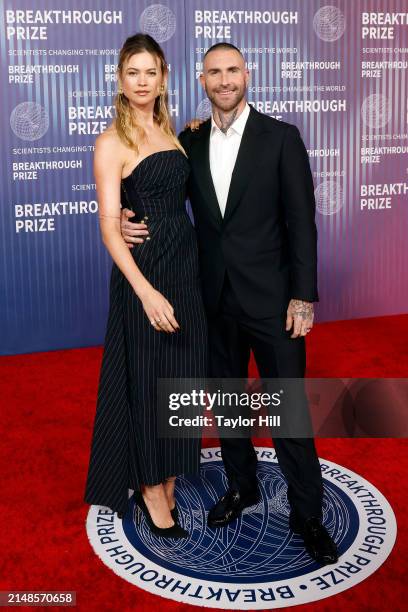 Behati Prinsloo and Adam Levine attend the 2024 Breakthrough Prize Ceremony at Academy Museum of Motion Pictures on April 13, 2024 in Los Angeles,...
