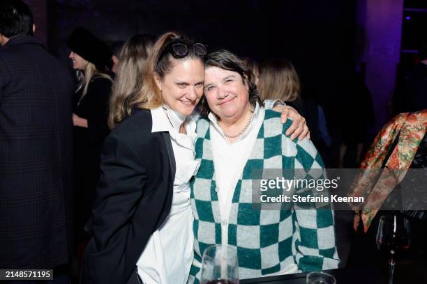 Andrea Bowers and Catherine Opie attend MOCA Gala 2024 at The Geffen Contemporary at MOCA on April 13, 2024 in Los Angeles, California.