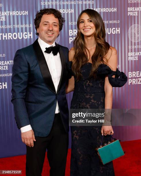 Sergey Brin and Gerelyn Gilbert-Soto attend the 2024 Breakthrough Prize Ceremony at Academy Museum of Motion Pictures on April 13, 2024 in Los...