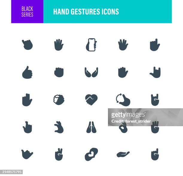 hand gestures icons - clasped hands stock illustrations