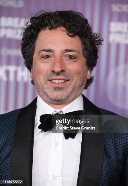 Sergey Brin arrives at the 10th Annual Breakthrough Prize Ceremony at Academy Museum of Motion Pictures on April 13, 2024 in Los Angeles, California.