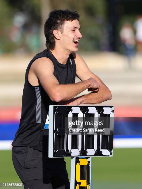 Christopher Mitrevski of Victoria winner of the Mens Long Jump and has secured a place at Paris Olympics during the 2024 Australian Athletics...