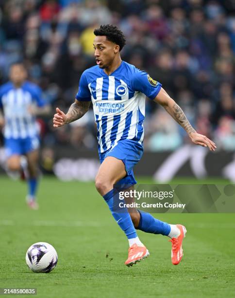 João Pedro of Brighton during the Premier League match between Burnley FC and Brighton & Hove Albion at Turf Moor on April 13, 2024 in Burnley,...
