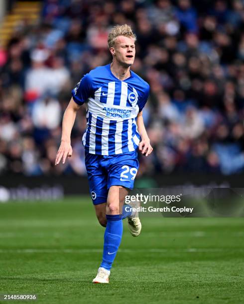 Jan Paul van Hecke of Brighton during the Premier League match between Burnley FC and Brighton & Hove Albion at Turf Moor on April 13, 2024 in...