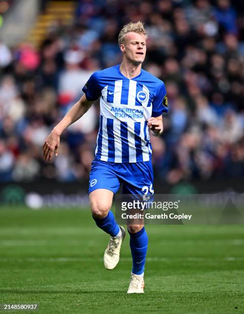 Jan Paul van Hecke of Brighton during the Premier League match between Burnley FC and Brighton & Hove Albion at Turf Moor on April 13, 2024 in...