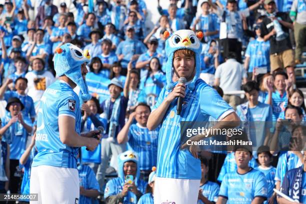 Akito Fukumori of Yokohama FC looks on after the J.LEAGUE MEIJI YASUDA J2 10th Sec. Match between Yokohama FC and Fujieda MYFC at NHK Spring...