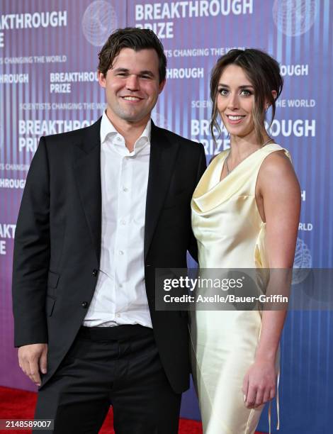 Magnus Carlsen and guest attend the 10th Annual Breakthrough Prize Ceremony at Academy Museum of Motion Pictures on April 13, 2024 in Los Angeles,...