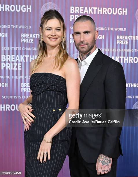 Behati Prinsloo and Adam Levine attend the 10th Annual Breakthrough Prize Ceremony at Academy Museum of Motion Pictures on April 13, 2024 in Los...