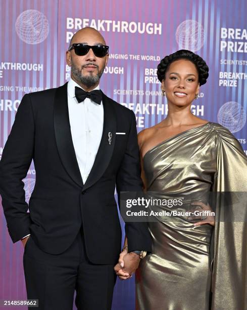 Swizz Beatz and Alicia Keys attend the 10th Annual Breakthrough Prize Ceremony at Academy Museum of Motion Pictures on April 13, 2024 in Los Angeles,...