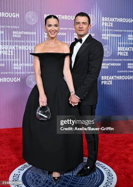 Katy Perry and Orlando Bloom attend the 10th Annual Breakthrough Prize Ceremony at Academy Museum of Motion Pictures on April 13, 2024 in Los...