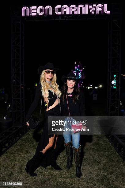 Paris Hilton and Kyle Richards attend Neon Carnival presented by Liquid I.V. In association with Patrón El Alto and The Levi's Brand on April 13,...