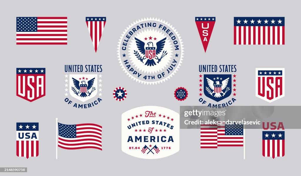 Quattro luglio USA Design Elements