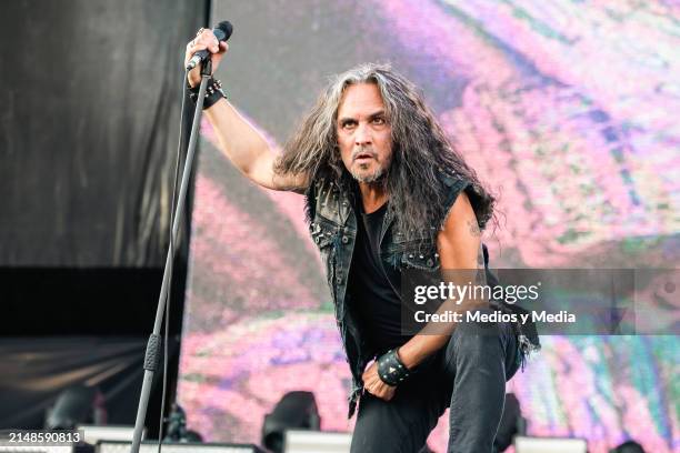 Mark Osegueda of Death Angel band, performs during a Mx Metal Festo 2024 at velodromo on April 13, 2024 in Monterrey, Mexico.