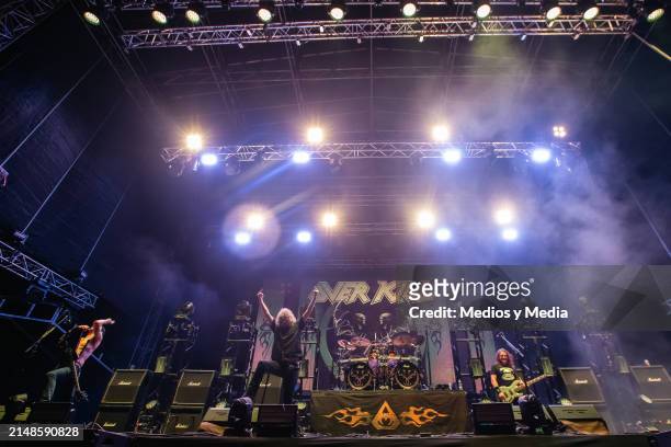 Overkill band performs during a Mx Metal Festo 2024 at velodromo on April 13, 2024 in Monterrey, Mexico.
