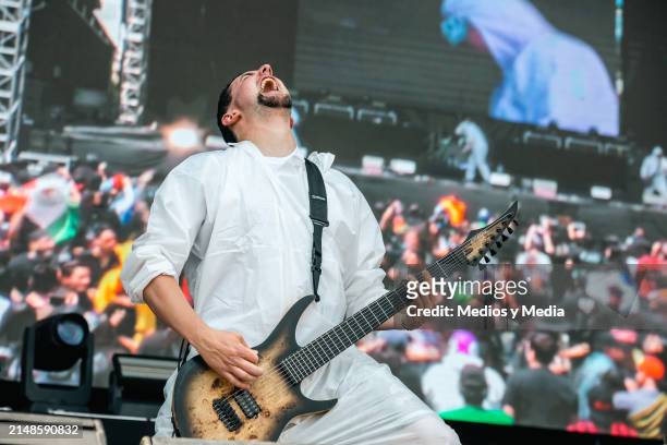 Pavel Troup of Gutalax, performs during a Mx Metal Festo 2024 at velodromo on April 13, 2024 in Monterrey, Mexico.