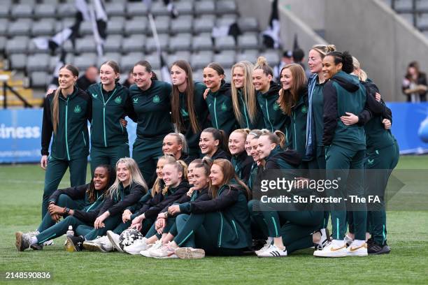 Players of Newcastle United pose for a photo prior to The FA Women's National League Northern Premier Division match between Newcastle United and...