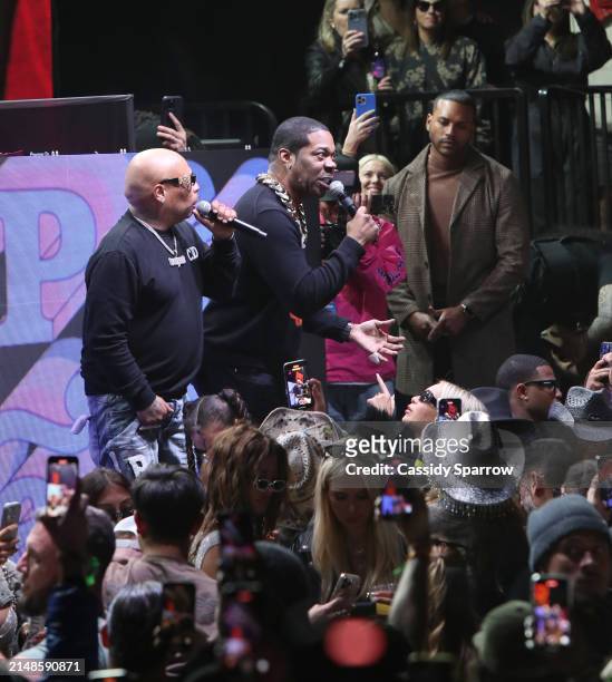 Spliff Star and Busta Rhymes perform at Liquid I.V. Presents Neon Carnival In Association With Patrón El Alto And The Levi's Brandon April 13, 2024...