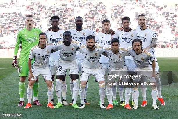 The starting line up of Real Madrid during the LaLiga EA Sports match between RCD Mallorca and Real Madrid CF at Estadi de Son Moix on April 13, 2024...