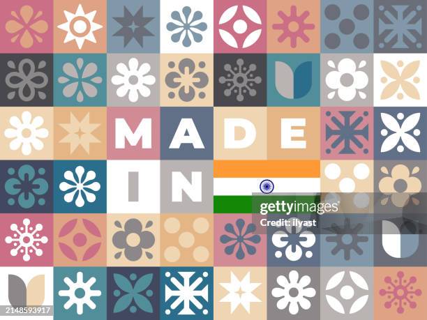 mosaic pattern design for made in india - paisley pattern stock illustrations