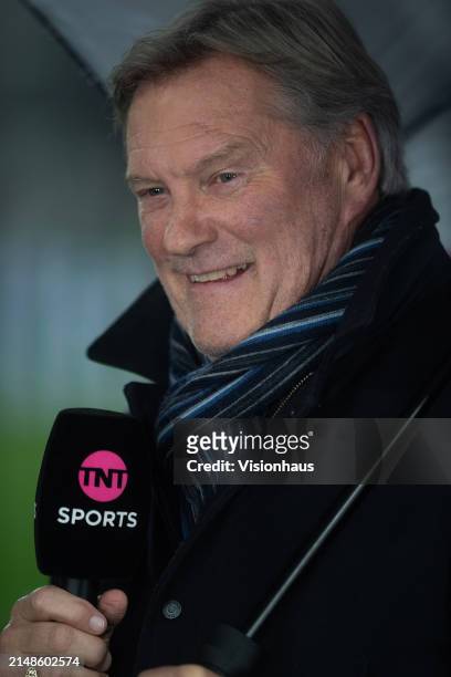 Sports Pundit Glenn Hoddle is seen prior to the Premier League match between West Ham United and Tottenham Hotspur at the London Stadium on April 02,...