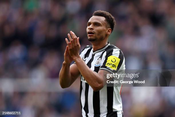 Jacob Murphy of Newcastle United applauds the fans during the Premier League match between Newcastle United and Tottenham Hotspur at St. James Park...