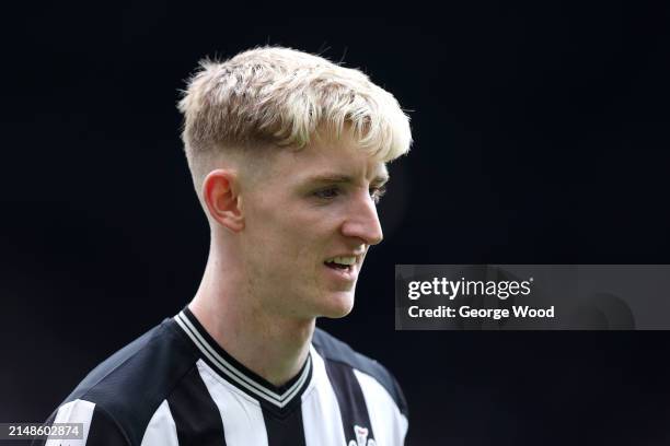 Anthony Gordon of Newcastle United looks on during the Premier League match between Newcastle United and Tottenham Hotspur at St. James Park on April...