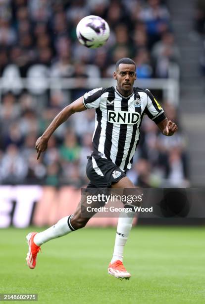 Alexander Isak of Newcastle United chases the ball during the Premier League match between Newcastle United and Tottenham Hotspur at St. James Park...