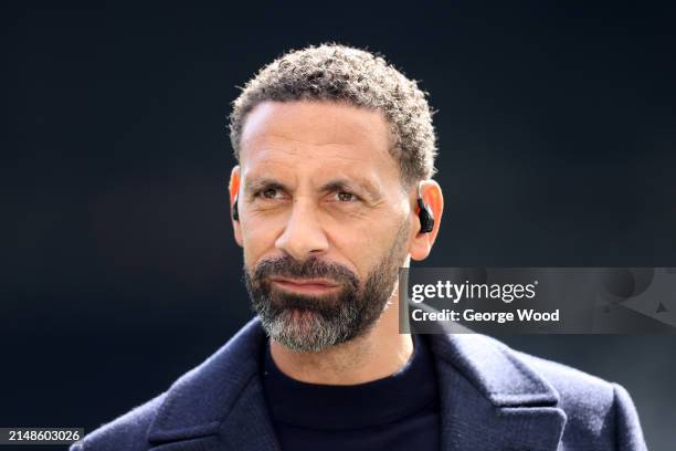 Pundit and former footballer, Rio Ferdinand looks on prior to the Premier League match between Newcastle United and Tottenham Hotspur at St. James...
