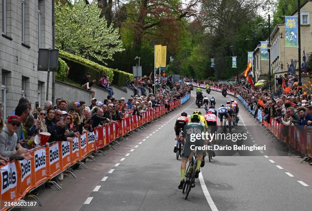 General view of Marc Hirschi of Switzerland and UAE Team Emirates, Thomas Pidcock of The United Kingdom and Team INEOS Grenadiers, Tiesj Benoot of...