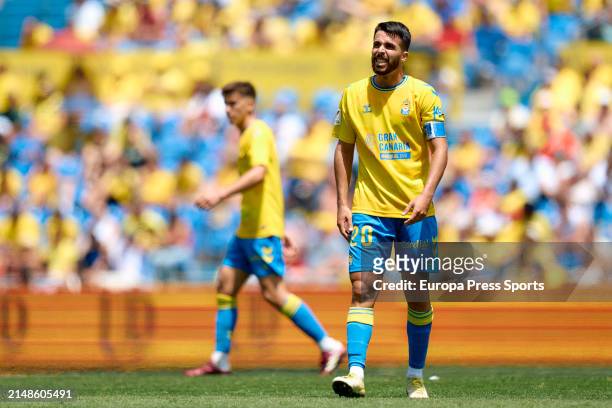 Kirian Rodriguez of UD Las Palmas reacts during the Spanish league, La Liga EA Sports, football match played between UD Las Palmas and Sevilla CF at...