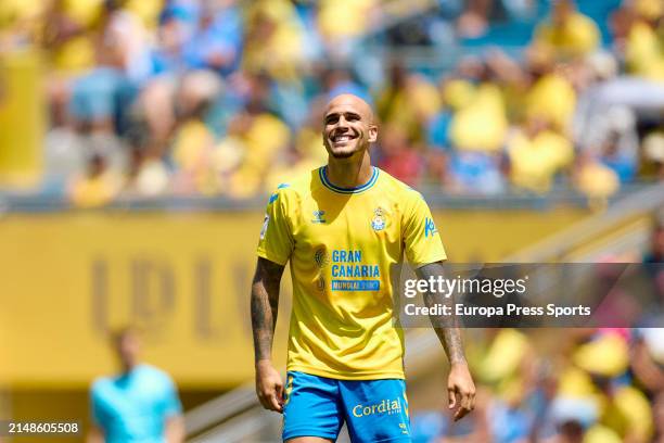 Sandro Ramirez of UD Las Palmas reacts during the Spanish league, La Liga EA Sports, football match played between UD Las Palmas and Sevilla CF at...