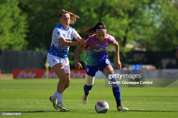 Nadia Nadim of AC Milan in action during the Women Serie A eBay Poule Salvezza match between AC Milan and Napoli at Vismara PUMA House of Football on...