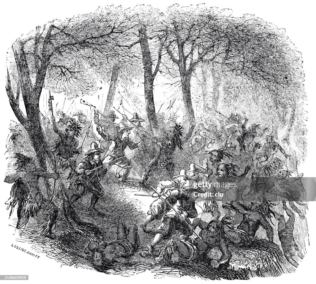 Dutch settlers massacre Native Americans at Hoboken, New Jersey, February 25, 1643