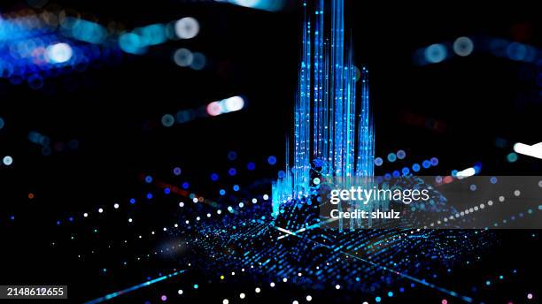 el paisaje digital abstracto y futurista - cristal estructura física fotografías e imágenes de stock