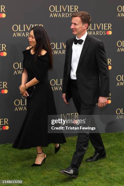 Lucia Hunt and Rt Hon Jeremy Hunt MP attend The Olivier Awards 2024 at The Royal Albert Hall on April 14, 2024 in London, England.