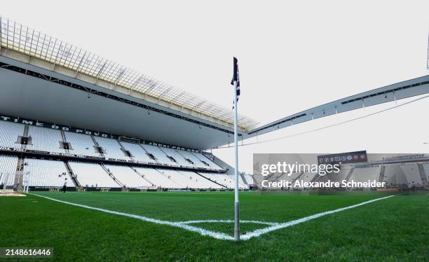 General view of the stadium before a match between Corinthians and Atletico MG as part of Brasileirao Series A at Neo Quimica Arena on April 14, 2024...