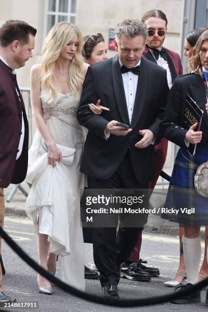Michael Sheen and Anna Lundberg arrive for The Olivier Awards 2024 at Royal Albert Hall on April 14, 2024 in London, England.