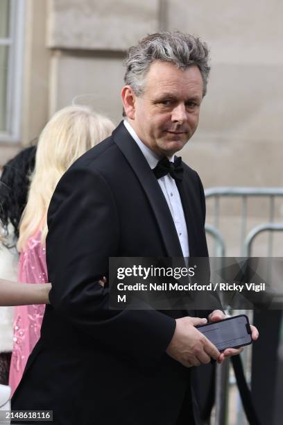 Michael Sheen arrives for The Olivier Awards 2024 at Royal Albert Hall on April 14, 2024 in London, England.