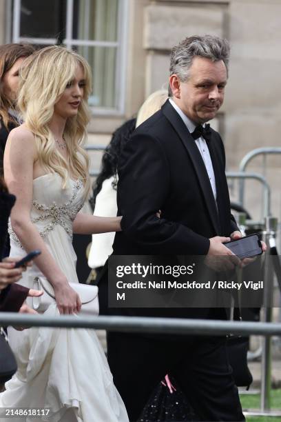 Michael Sheen and Anna Lundberg arrive for The Olivier Awards 2024 at Royal Albert Hall on April 14, 2024 in London, England.