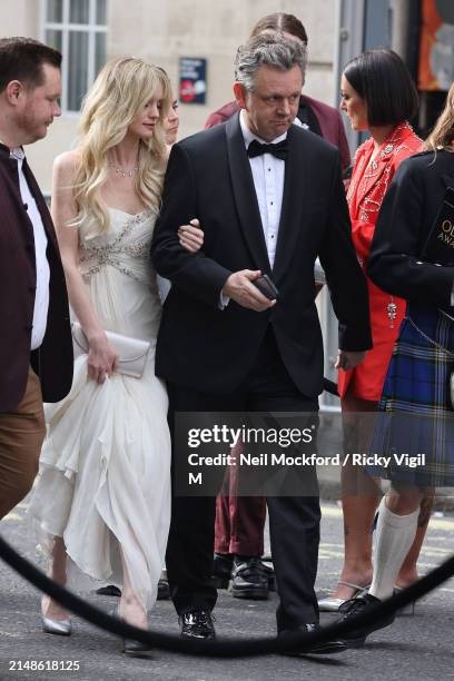 Michael Sheen and Anna Lundberg arrive for The Olivier Awards 2024 at Royal Albert Hall on April 14, 2024 in London, England.