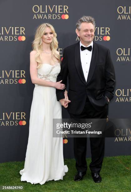 Anna Lundberg and Michael Sheen attend The Olivier Awards 2024 at The Royal Albert Hall on April 14, 2024 in London, England.