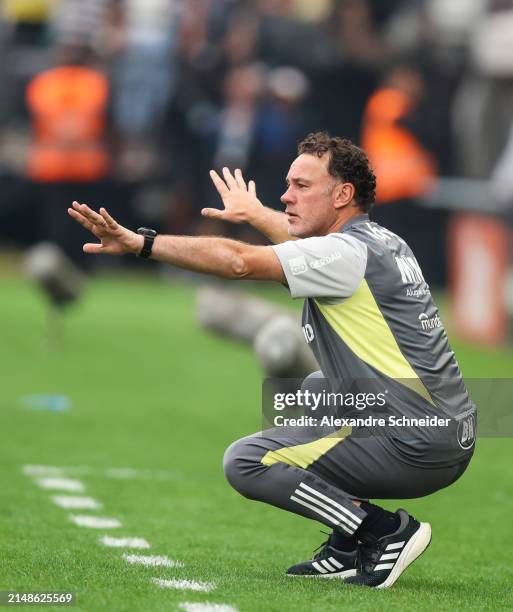 Gabriel Milito, head coach of Atletico MG gestures during a match between Corinthians and Atletico MG as part of Brasileirao Series A at Neo Quimica...